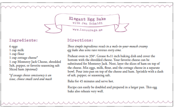 Egg Bake Recipe Card - incourage.me